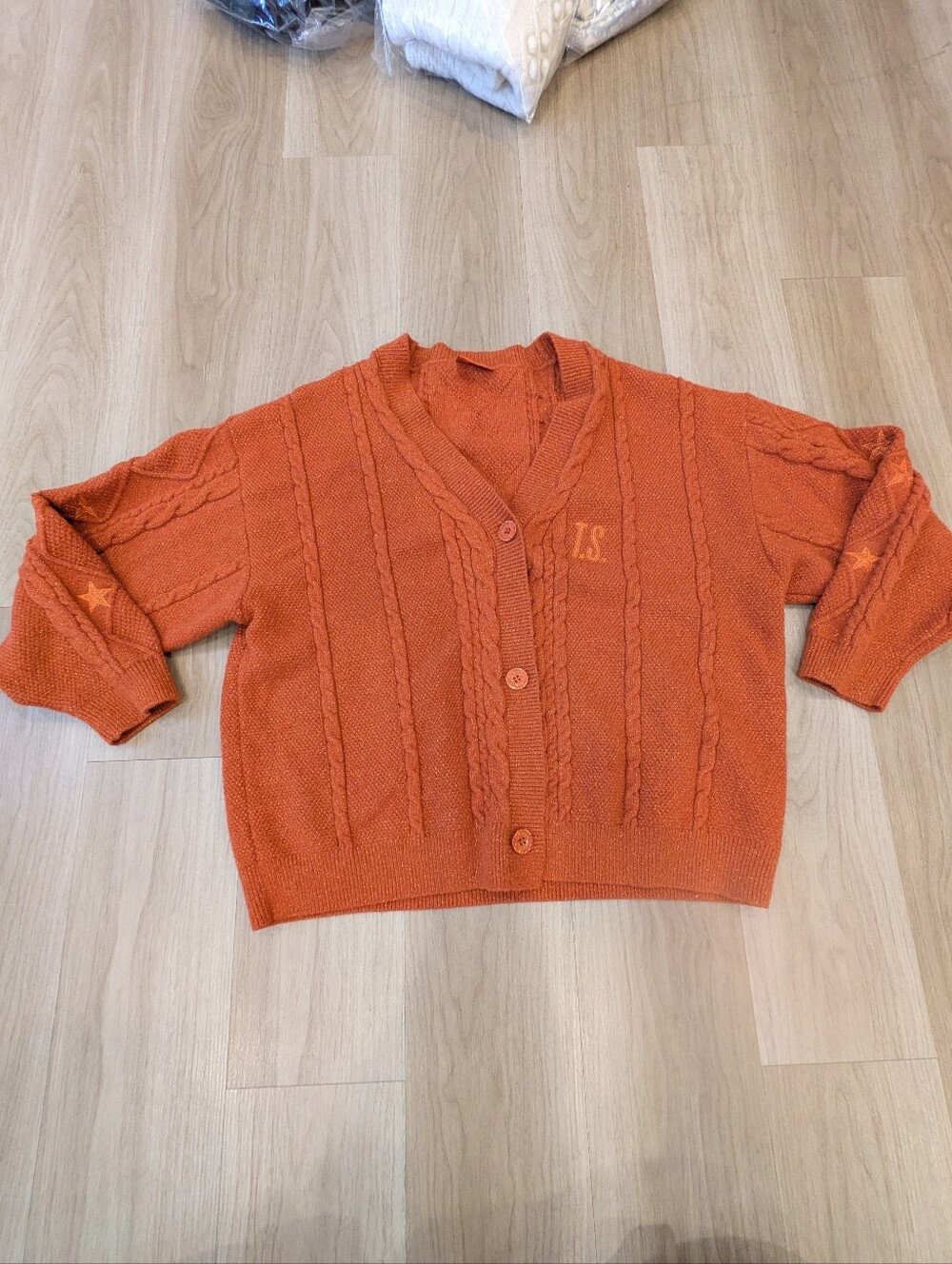 Taylor Swift Orange Metallic Sparkle Cardigan Size Xl/2xl